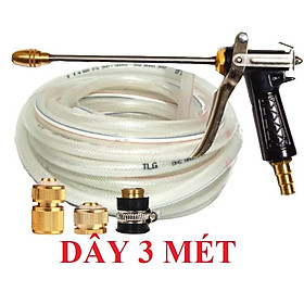 Bộ dây vòi xịt nước rửa xe, tưới cây . tăng áp 3 lần, loại 3m,5m 206318 đầu đồng,cút đồng+ tặng đai