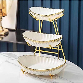 Mua KHAY ĐỰNG BÁNH KẸO HOA QUẢ 2 TẦNG  3 TẦNG DÁNG BÈO VIỀN VÀNG