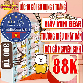 Lốc 10 Gói khăn giấy rút Minibear Nhật 300 tờ, chuyên dùng cho mẹ và bé.