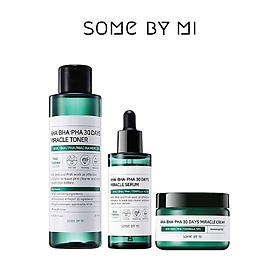 Bộ 3 sản phẩm ngăn ngừa và thâm Some By Mi AHA-BHA-PHA 30 Days Miracle (Toner, Serum, Cream)