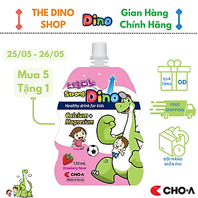 Nước Uống Dino Vị Dâu Bổ Sung Canxi Và Magie Cho Trẻ - Strong Dino (1 Gói x 120ml)