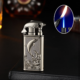 Mua Bật lửa hột quẹt 2 chế độ lửa hình cá heo (lửa ngọn và lửa khè) kim loại - xài gas