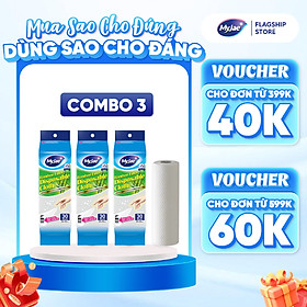 Combo 3 Khăn lau sợi tre MyJae lau chùi tiện lợi, đánh bay dầu mỡ 20cm x 25cm (30 Tờ/Bịch)