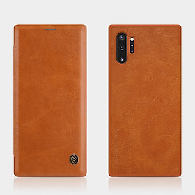 Bao da Leather cho Samsung Galaxy Note 10 Plus (6.8 inch) hiệu Nillkin có ngăn đựng thẻ, bề mặt da cao cấp mềm mịn  - Hàng chính hãng