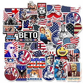 Set 30 Sticker nước Mỹ America ảnh decal hình dán ép lụa