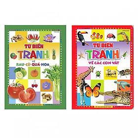 Combo 2 cuốn Từ Điển Tranh Dành Cho Bé Yêu: Từ Điển Tranh Về Rau - Củ - Quả - Hoa + Từ Điển Tranh Về Các Con Vật - (Tặng Kèm Bookmark Thiết Kế)