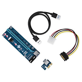PCI-E Express 1X to 16X Riser Card 4pin USB 3.0 Extender Cable with Power Supply for Bitcoin Mining