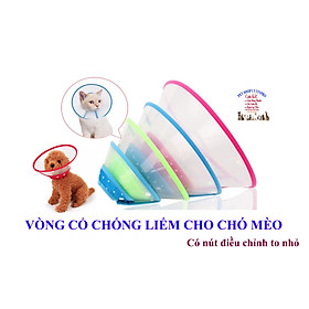 Vòng cổ chống liếm cho Chó Mèo Chất liệu nhựa trong suốt an toàn, Có nút bấm để điều chỉnh cho phù hợp với Thú cưng