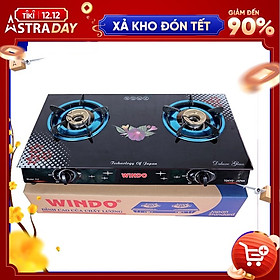 Mua Bếp Ga Đôi WINDO - WD717- Mặt Kiếng Cường Lực Đầu Đốt Đồng Khung Inox Bền Bỉ (Hoa Văn Ngẫu Nhiên)-Hàng Chính Hãng