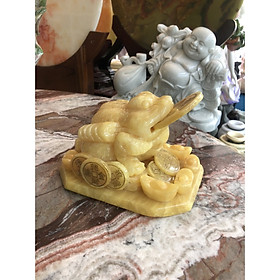 Mua Tượng Cóc Ba Chân  Cóc Ngậm Tiền  Thiềm Thừ phong thủy chiêu tài lộc đá ngọc hoàng long - Dài 20 cm