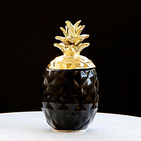 Display Nordic Style Pineapple Shape Multi-Use Storage Jar Ornament Black L