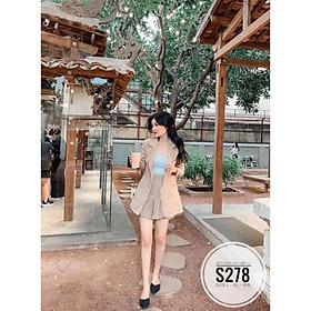 Bigsize 60-90KG vmart Set vest váy xếp li S278 hàng Quảng Châu cao cấp chiết eo giấu bụng