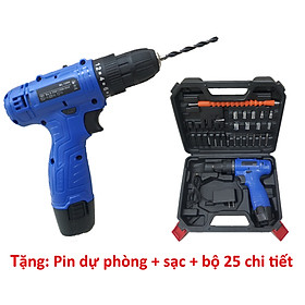 Mua Máy khoan pin 12v tặng kèm pin dự phòng+ 1 sạc+ 25 chi tiết tháo mở ốc vít và vali nhựa chuyên dụng  máy bắn vít pin  máy bắt vít dùng pin  máy khoan cầm tay  khoan pin cầm tay