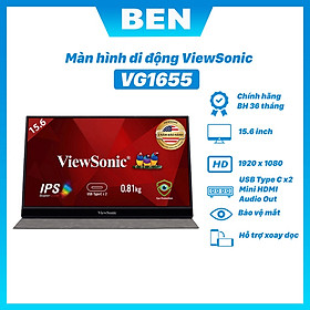 Mua Màn Hình Di Động VG1655 Viewsonic 15.6inch FHD IPS 6.5ms/60hz Hdmi+Usb Typec+Audio) - Hàng Chính Hãng