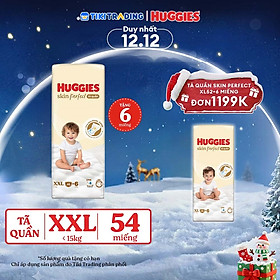 Tã quần Huggies Skin Perfect XXL Super Jumbo 48+6 miếng với 2 vùng thấm giảm kích ứng da