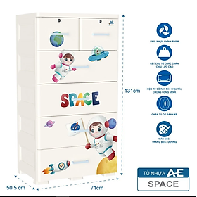 Tủ nhựa 5 tầng Qui Phúc AE màu trắng mẫu Space KT 710 x 505 x 1310 mm _ Juno Sofa hàng lắp sẵn