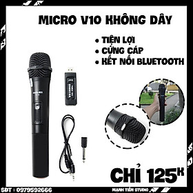 Mua Micro không dây V10 bluetooth  hát karaoke gia đình  mang theo đi dã ngoại  hát sân khấu - gọn nhẹ tiện lợi