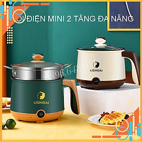 Mua Nồi Lẩu Điện Mini 2 Tầng Chống Dính Tặng Khay Hấp (Chiên  Xào  Rán  Lẩu  Nấu Cơm)  Ca Nấu Mì Mini Đa Năng