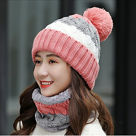 Nón mũ len nữ tặng kèm khăn choàng cổ thời trang Hàn Quốc mới dona223040103