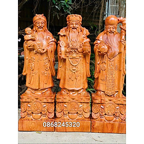 Bộ tượng phật tam đa phúc lộc thọ bằng gỗ hương đá kt 60×18×15cm 