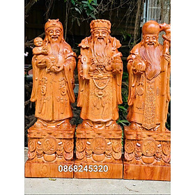 Bộ tượng phật tam đa phúc lộc thọ bằng gỗ hương đá kt 60×18×15cm