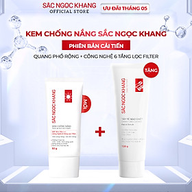 [Tặng tẩy tế bào chết 120g] Kem chống nắng SẮC NGỌC KHANG 50G chống nắng phổ rộng với 6 màng lọc Filter