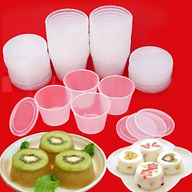 Mua Bộ 50 cốc nhựa hình tròn làm bánh flan  caramen  sữa chua 7x5x5cm (kèm nắp)