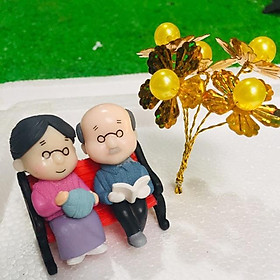 Chùm hoa trang trí hạt châu vàng 5 bông phk shop