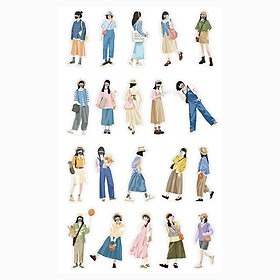 Gói 40 pcs stickers cô gái fashionista hiện đại dùng để trang trí (có tách lẻ)