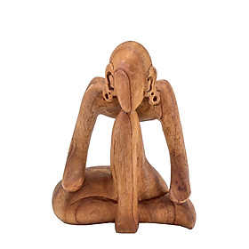 Suy tư – tượng gỗ điêu khắc thủ công trừu tượng – quà tặng nghệ thuật trang trí nhà – bộ sưu tập yoga