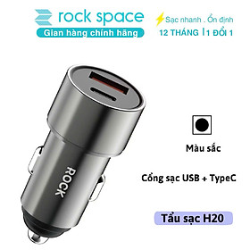 Củ sạc nhanh 15W trên xe hơi ROCKSPACE H20 Dual Port A+C 15W Car Charger Hàng chính hãng BH 2 tháng