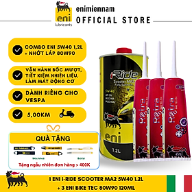 (Nhập khẩu) Combo Eni Scooter MA2 5W40 1.2L +3 Nhớt Lap Eni Bike Tec 80W90 120ml