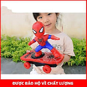 Đồ chơi người nhện lướt ván xoay 360 độ có đèn và nhạc bằng nhựa có độ bền