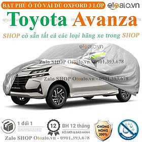 Bạt phủ ô tô dành cho xe Toyota Avanza 3 lớp cao cấp
