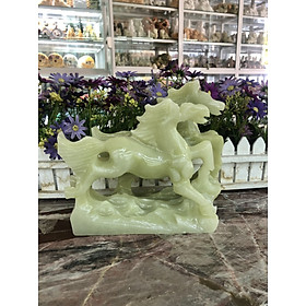 Mua Tượng con ngựa phong thủy rước công danh tài lộc đá ngọc Onyx trang trí phòng khách  bàn làm việc - Dài 20 cm