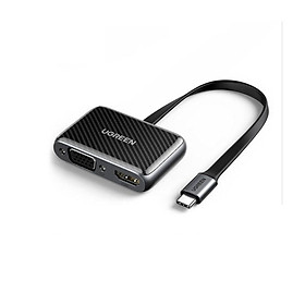 Mua Ugreen UG70549CM303TK cáp dẹp chống gãy usb type C Đầu chuyển đổi ra HDMI + VGA - HÀNG CHÍNH HÃNG