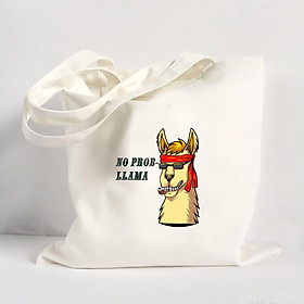 Túi Vải Đeo Vai Tote Bag In Hình No Problem Llama Mẫu 05 - Hàng Chính Hãng