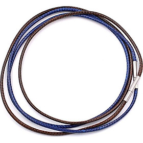 Combo 2 dây vòng cổ cao su xanh dương, nâu móc inox DCSXDN1 - Dây dù bọc cao su