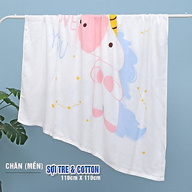 Chăn (mền) đũi cho bé từ sơ sinh đến tiểu học chất liệu sợi tre thiên nhiên và sợi Cotton, loại siêu mềm mịn, KT: 110x110cm, Bamboo Home - hàng chính hãng BBH07