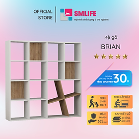 Kệ sách gỗ hiện đại SMLIFE Brian  | Gỗ MDF dày 17mm chống ẩm | D120xR23xC120cm - Màu