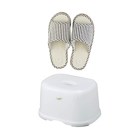 Combo Dép Massage + Ghế Để Chân WC - Nội Địa Nhật Bản