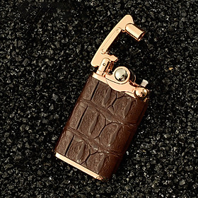 Mua Bật Lửa Xăng CF018 Bọc Da Viền Vàng Bóng Sáng Sang Trọng