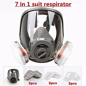 3 interface 6800 mask combination 6001/SJL filter With 5N11 filter cotton / 501 filter box Respirator gas mask Color: 7in1