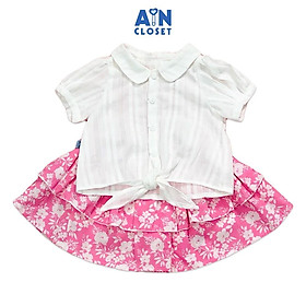 Bộ áo váy ngắn bé gái họa tiết Hoa hồng trắng cotton - AICDBGAEDTK5 - AIN Closet