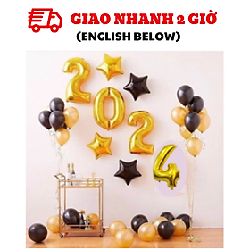 Hình ảnh Bộ bong bóng trang trí năm mới Happy New Year màu vàng cbhp65