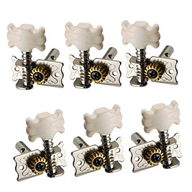 6 Pieces Zinc Alloy Open Tuning Pegs Tuners Machine Heads 3L 3R for Electric Guitar Parts Silver