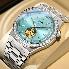 Đồng hồ nam chính hãng I&W Carnival 761G-T4 hàng mới fullbox ,kính sapphire,chống xước,chống nước 50m,Bh 24 tháng,máy cơ (automatic),mặt xanh lộ cơ dây thép xịn