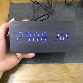 Mua Đồng Hồ Để Bàn Điện Tử Led GỖ - BÁO THỨC  CÓ NHIỆT KẾ