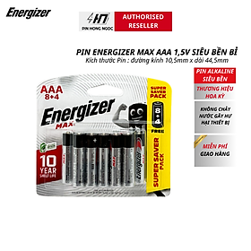 Pin Max 8 + 4 Viên Energizer E92 BP8+4 AAA