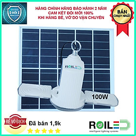 Đèn led thả trần năng lượng mặt trời 100W, treo trong nhà sáng trên 12h RT-100W